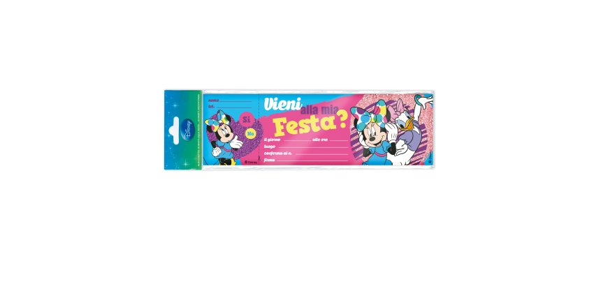 Blocchetto invito alla festa Minnie Disney - 24,8 x 7,5 cm - Rex Sadoch - conf. 10 inviti