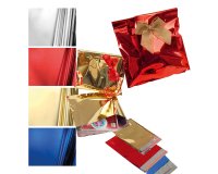 Busta regalo - con patella adesiva - 25 x 40 + 5 cm - 30 micron - PPL - metal lucido - rosso - PNP - conf. 50 pezzi