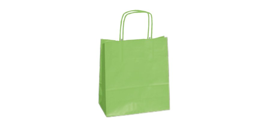 Shopper Twisted - maniglie cordino - 18 x 8 x 24 cm - carta kraft - mela verde - Mainetti Bags - conf. 25 pezzi