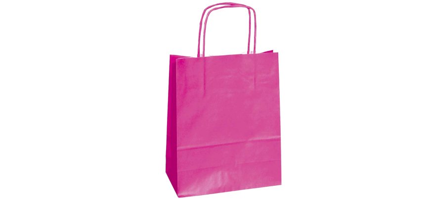 Shopper Twisted - maniglie cordino - 18 x 8 x 24 cm - carta kraft - magenta - Mainetti Bags - conf. 25 pezzi