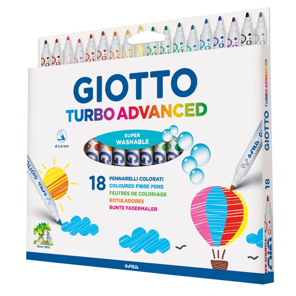 Pennarelli Turbo Advanced - punta 2,8mm - colori assortiti - Giotto -  astuccio 18 pezzi su