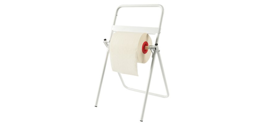 Porta bobina industriale - da terra - 40 x 44 x 80 cm - metallo verniciato - bianco - PerfettoFactory
