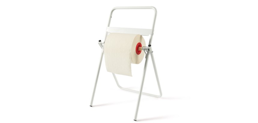 Porta bobina industriale - da terra - 40 x 44 x 80 cm - metallo verniciato - bianco - PerfettoFactory