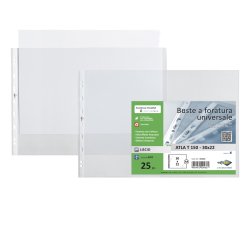 Buste forate Atla T - pesante - liscio - 30x22 cm (album) - trasparente - Sei Rota - conf. 25 pezzi