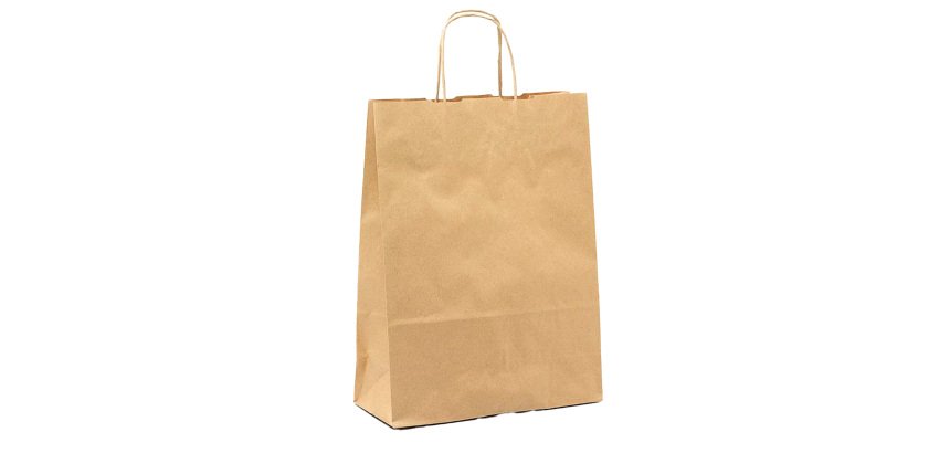 Shopper - maniglie cordino - 54 x 14 x 45 cm - carta biokraft - avana - Mainetti Bags - conf. 10 pezzi
