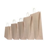 Shopper Twisted - maniglie cordino - 22 x 10 x 29 cm - carta kraft - sabbia - Mainetti Bags - conf. 25 pezzi