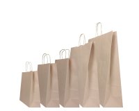 Shopper Twisted - maniglie cordino - 45 x 15 x 50 cm - carta kraft - sabbia - Mainetti Bags - conf. 25 pezzi