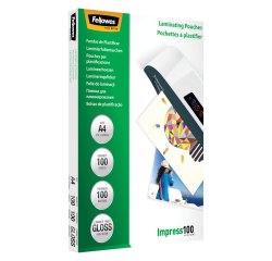 Fellowes A4 Glossy 100 Micron Laminating Pouch - 100 pack