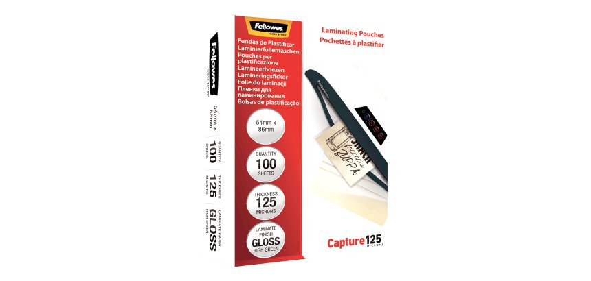 Pouches Capture125 - 65x95 mm - 2x125 micron - Fellowes - scatola 100 pezzi