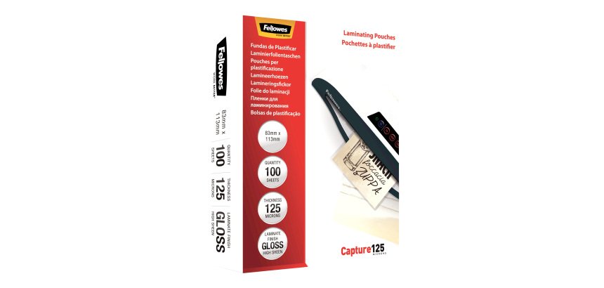 Pouches Capture125 - 83x113 mm - 2x125 micron - Fellowes - scatola 100 pezzi