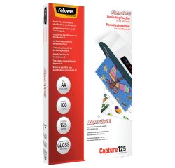 Pouches Capture125 Superquick - A4 - 216x303 mm - 2x125 micron - Fellowes - scatola 100 pezzi