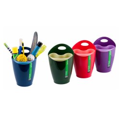 Bicchiere portapenne 2 in 1 - 8x17 cm - mix 4 colori - Lebez