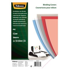 Copertine Clear - A4 - 240 micron - PVC - neutro trasparente - Fellowes - scatola 100 pezzi