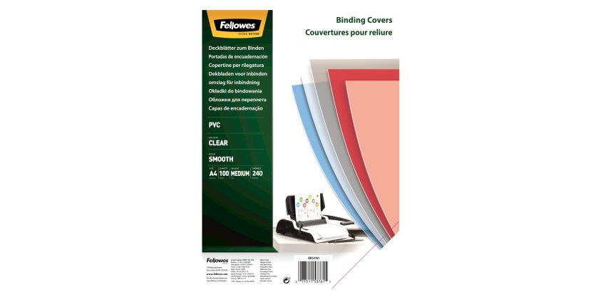 Copertine Clear - A4 - 240 micron - PVC - neutro trasparente - Fellowes - scatola 100 pezzi