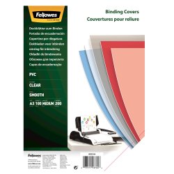 En_tapa de encuadernacion fellowes din a3 pvc transparente cristal 200 micras pack de 100 unidades