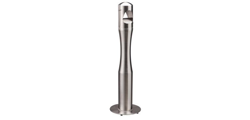 Posacenere da terra - a colonna - diametro 13 cm - H 108 cm - base 29 cm - inox silver - Medial