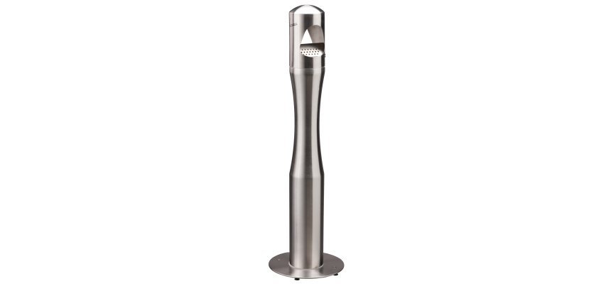 Posacenere da terra - a colonna - diametro 13 cm - H 108 cm - base 29 cm - inox silver - Medial