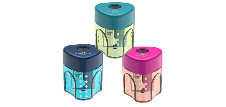 Temperamatite con contenitore - 1 foro - triangolare - con serbatoio - Faber-Castell