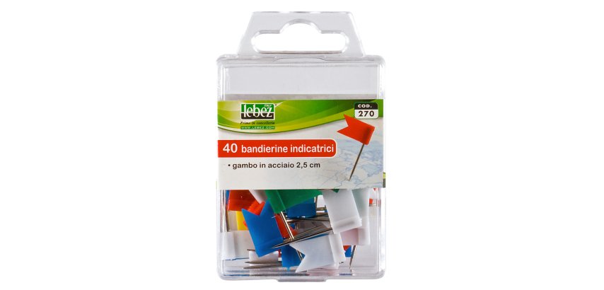 Spilli a bandierina - colori assortiti - Lebez - scatola 40 pezzi