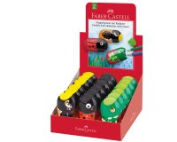 Temperamatite Animals con contenitore - 2 fori - con serbatoio e gomma assortiti - Faber-Castell