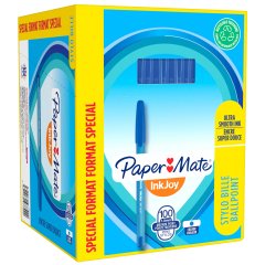 Penna a sfera con cappuccio Inkjoy 100 - punta 1,0mm - blu  - Papermate - conf. 80+20 pezzi