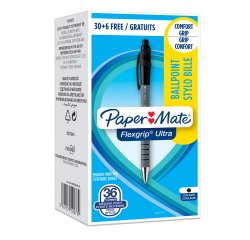 Penna a sfera a scatto Flexgrip Ultra  - punta 1,0mm - nero - Papermate - conf. 30+6 pezzi