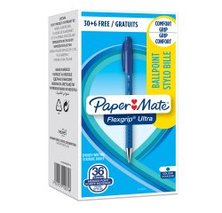 Penna a sfera a scatto Flexgrip Ultra  - punta 1,0mm - blu  - Papermate - conf. 30+6 pezzi