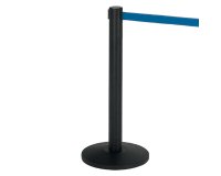 Colonnina segnapercorso Alfa nera - altezza 95 cm - nastro retrattile blu da 200 cm - Medial