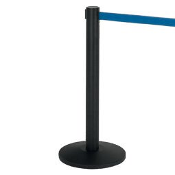 Colonnina segnapercorso Alfa nera - altezza 95 cm - nastro retrattile blu da 200 cm - Medial International