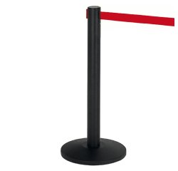 Colonnina segnapercorso Alfa nera - altezza 95 cm - nastro retrattile rosso da 200 cm - Medial