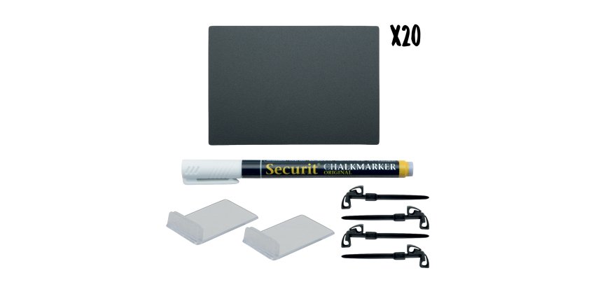 Targhette - 7,4 x 10,5 cm (A7) - nero - Securit - set 20 pezzi