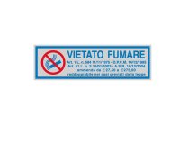 Targhetta adesiva - VIETATO FUMARE (con normativa) - 16,5 x 5 cm - Cartelli Segnalatori