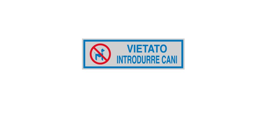 Targhetta adesiva - VIETATO INTRODURRE CANI - 16,5 x 5 cm - Cartelli Segnalatori