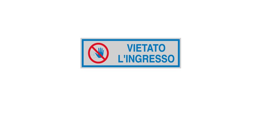 Targhetta adesiva - VIETATO L'INGRESSO - 16,5 x 5 cm - Cartelli Segnalatori