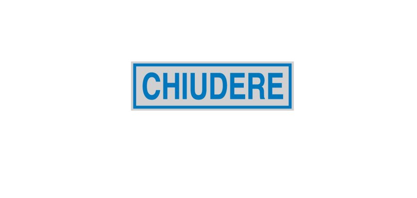 Targhetta adesiva - CHIUDERE - 16,5 x 5 cm - Cartelli Segnalatori