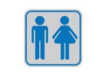 Targhetta adesiva - pittogramma Toilette uomo/donna - 8,2 x 8,2 cm - Cartelli Segnalatori