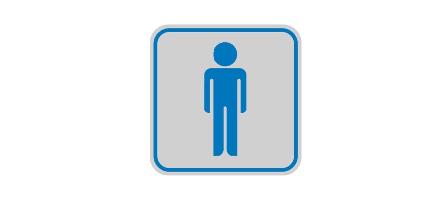 Targhetta adesiva - pittogramma Toilette uomo - 8,2 x 8,2 cm - Cartelli Segnalatori