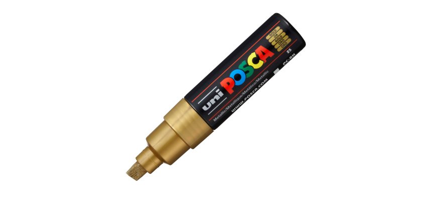 Marcatore Uni Posca PC8K  - punta a scalpello 8mm - oro - Uni Mitsubishi