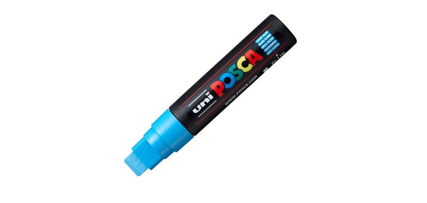 Marcatore a base d'acqua Uni Posca PC17K - punta extra large a scalpello 15,0mm  - azzurro - Uni Mitsubishi
