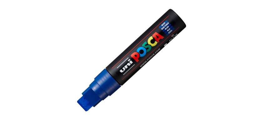 Marcatore a base d'acqua Uni Posca PC17K - punta extra large a scalpello 15,0mm  - blu - Uni Mitsubishi