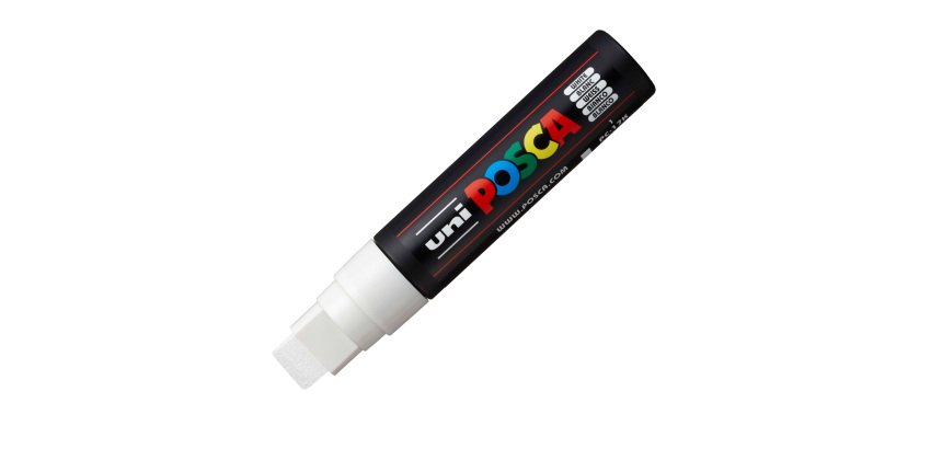 Marcatore a base d'acqua Uni Posca PC17K - punta extra large a scalpello 15,0mm  - bianco - Uni Mitsubishi