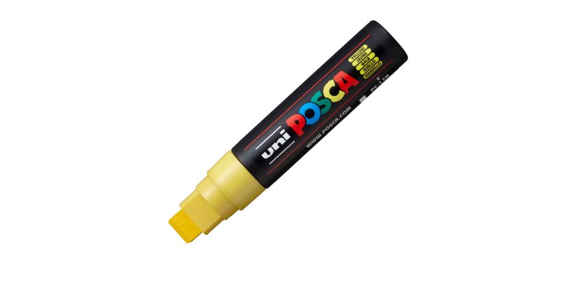 Marcatore a base d'acqua Uni Posca PC17K - punta extra large a scalpello 15,0mm  - giallo - Uni Mitsubishi