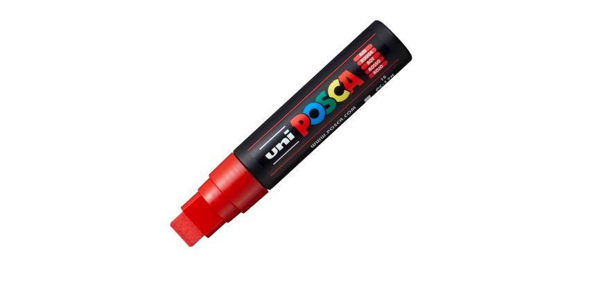 Marcatore a base d'acqua Uni Posca PC17K - punta extra large a scalpello 15,0mm  - rosso - Uni Mitsubishi