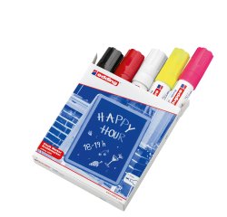 Marcatore a gesso liquido 4090 - punta scalpello - da 4 a 15mm - colori assortiti - Edding - astuccio 5 pezzi