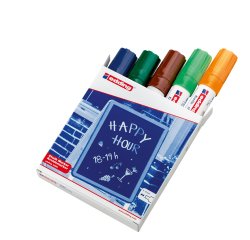 Marcatore a gesso liquido 4090 - punta scalpello - da 4 a 15mm - colori assortiti - Edding - astuccio 5 pezzi