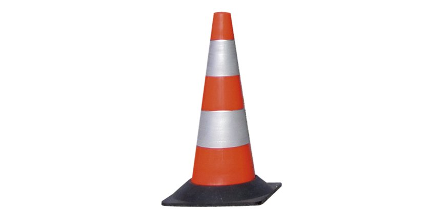 Cono segnaletico - rifrangente - H 50 cm - bianco/rosso