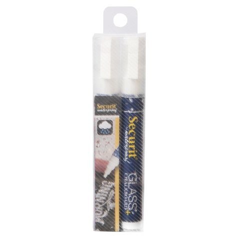 Marcatore a gesso liquido waterproof - punta da 2,00-6,00mm - bianco - Securit - conf. 2 pezzi