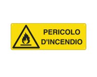 Cartello segnalatore - 35x12,5 cm - PERICOLO D'INCENDIO - alluminio - Cartelli Segnalatori