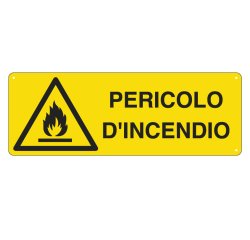 Cartello segnalatore - 35x12,5 cm - PERICOLO D'INCENDIO - alluminio - Cartelli Segnalatori