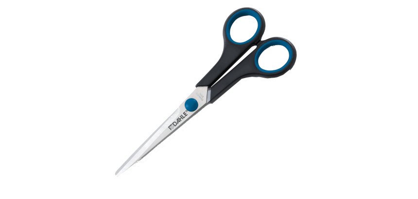 Forbici Comfort Grip -  impugnatura in gomma morbida - lama in acciaio inox - 18 cm - blu/grigio - Dahle